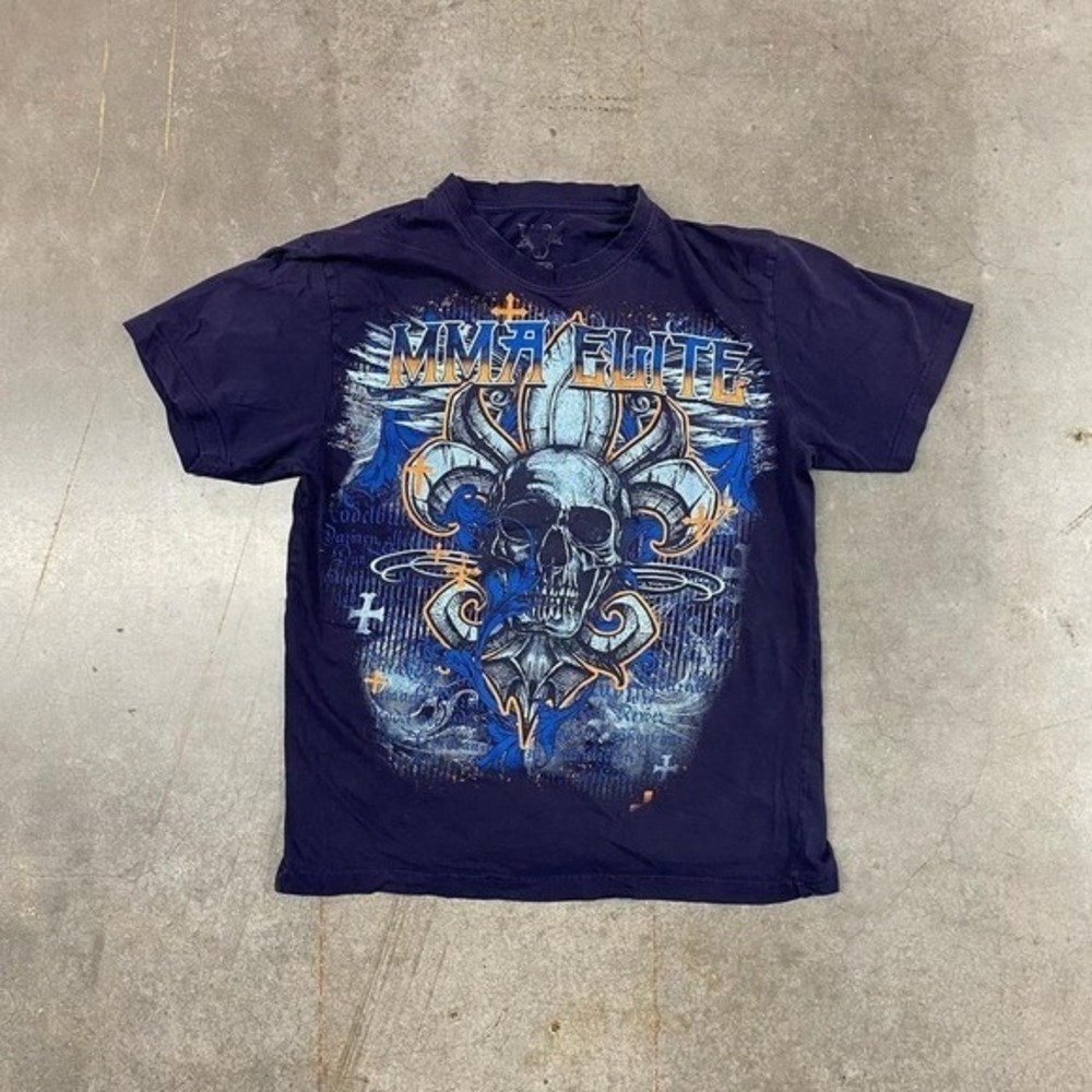 MMA‎ Elite Blue Graphic T Shirt Y2K Men's L